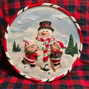 Christmas Snowman Theme Ceramic Stand Plaque Wall Tree Hanging